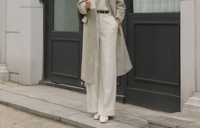 Basic Fleece wide fit Slacks(+Belt)