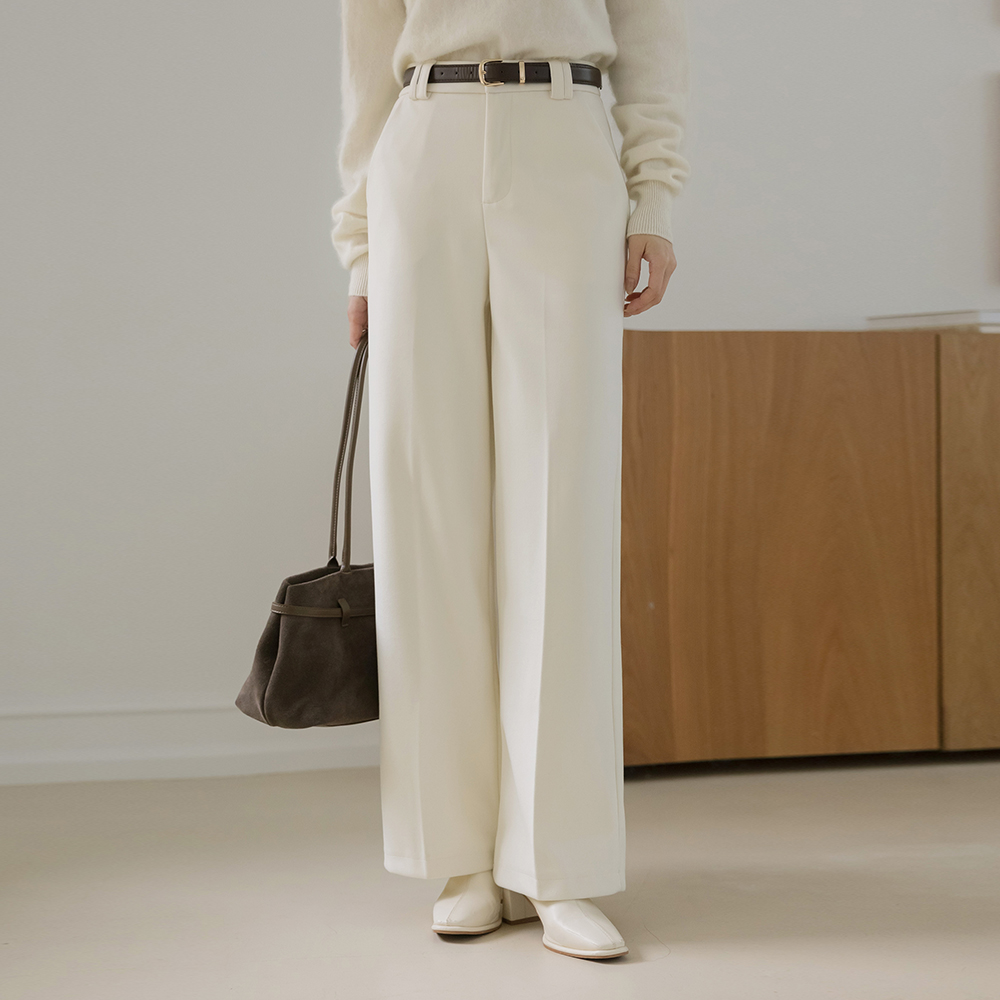 Basic Fleece wide fit Slacks(+Belt)