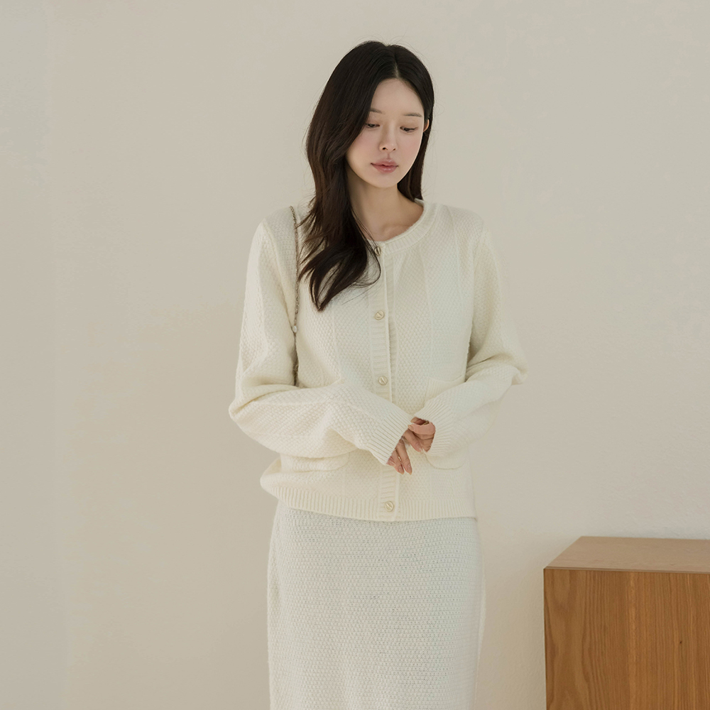 Wool Knit Cardigan&Skirt SET