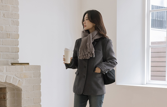 Maison Tailored Wool Wool Quilting Jacket