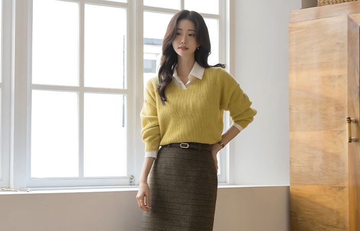 Macaron V-neck Wool Knit Knit