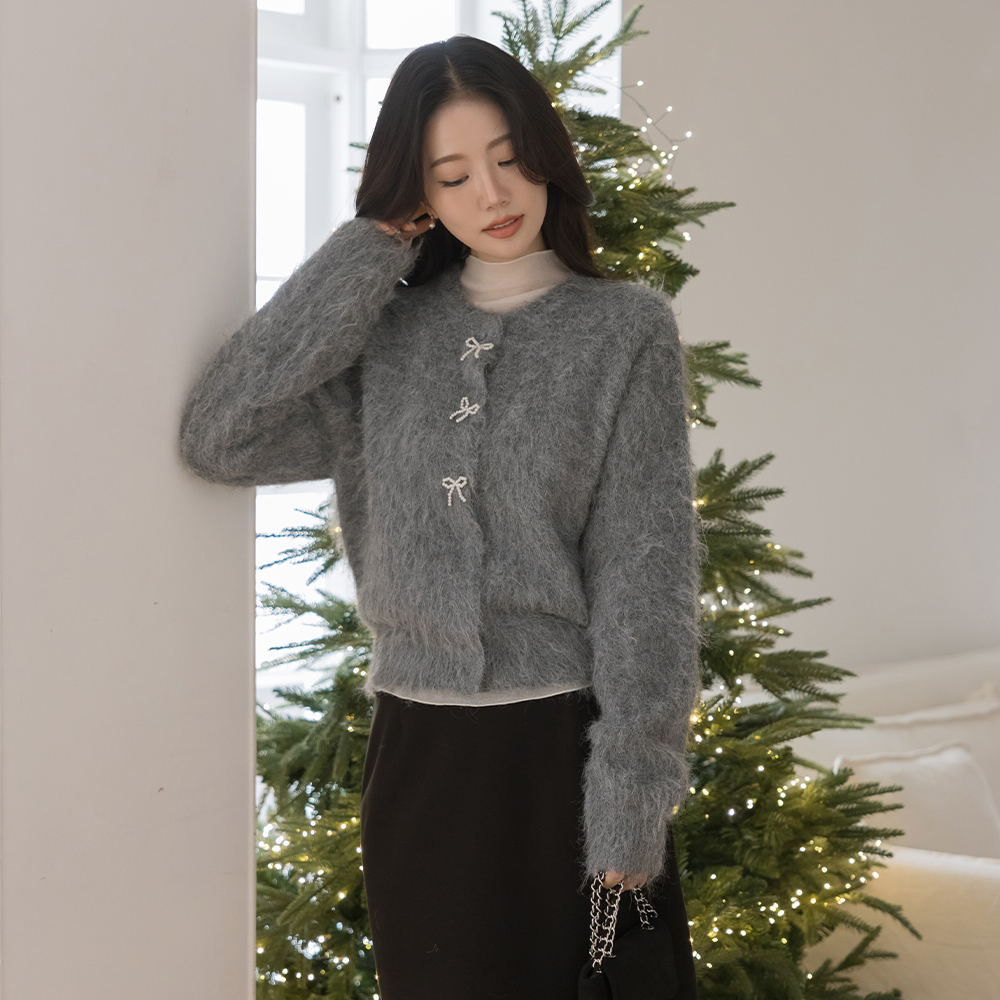 ODE Pearl Ribbon Wool Cardigan Knit