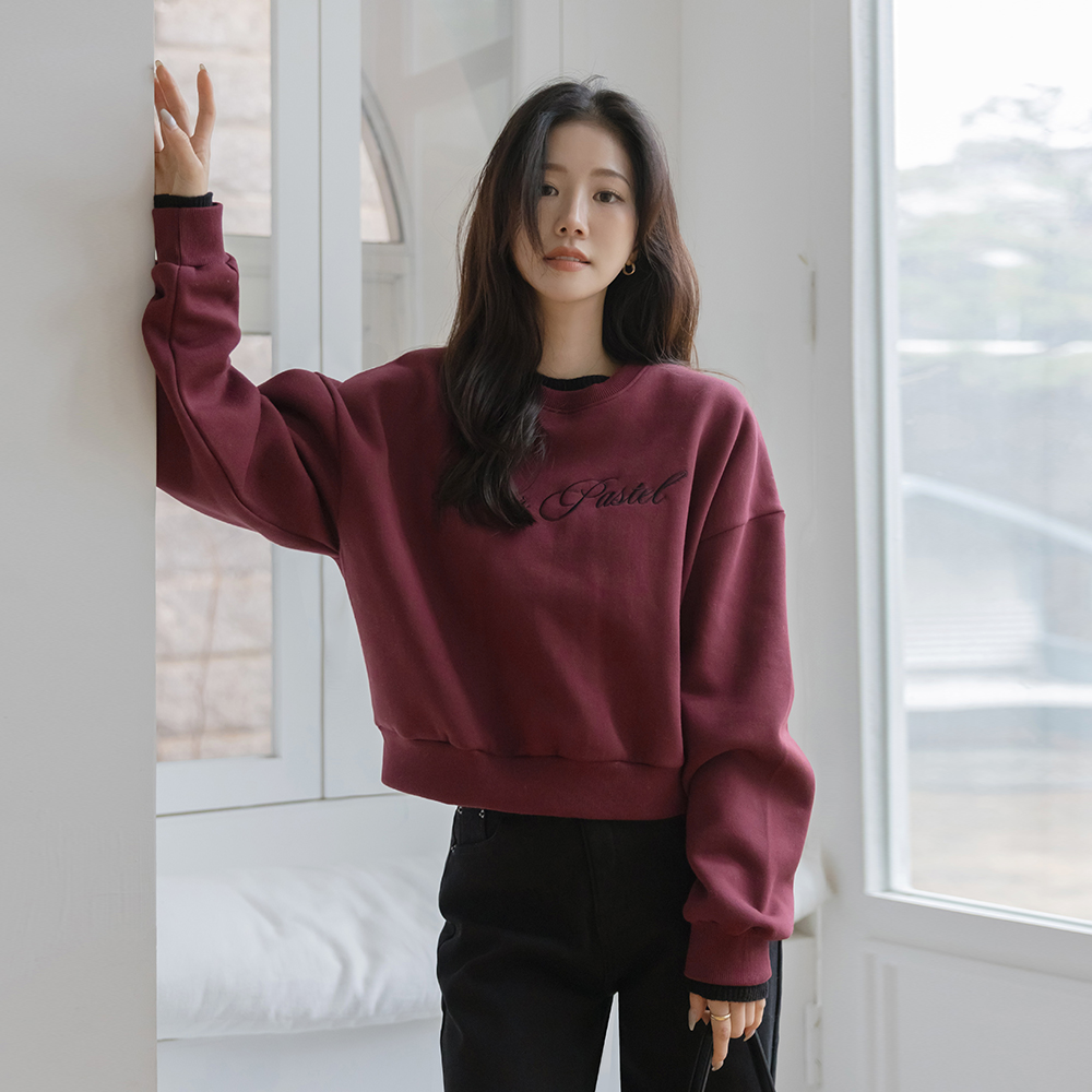 Lettering Thick Fleece Crop Man to man