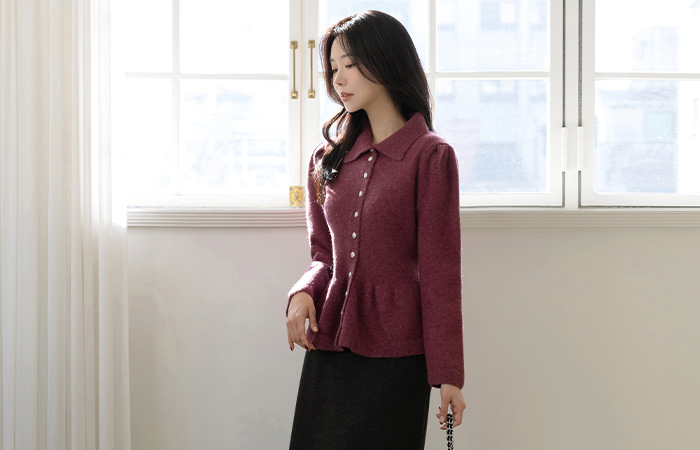 Polo Twinkle Wool Peplum Cardigan
