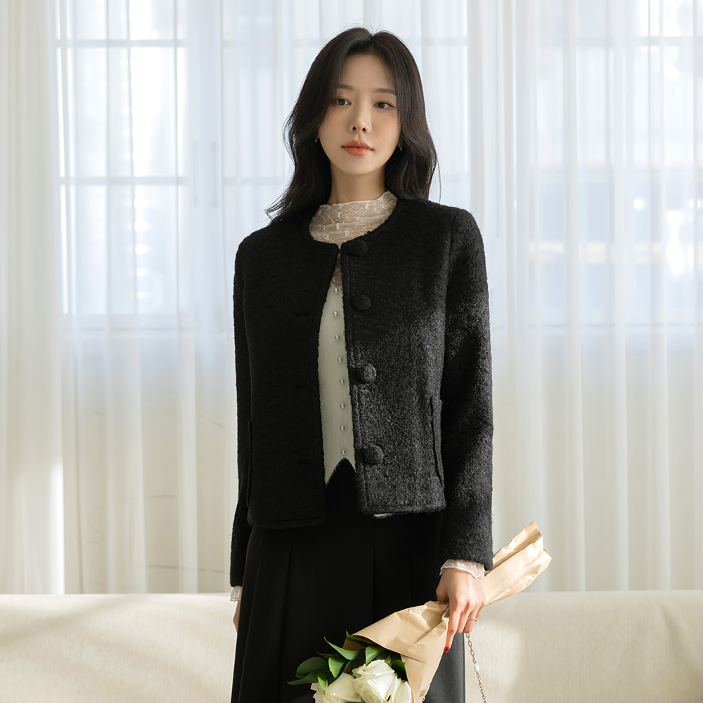 plain Wool Bouclé Tweed Jacket