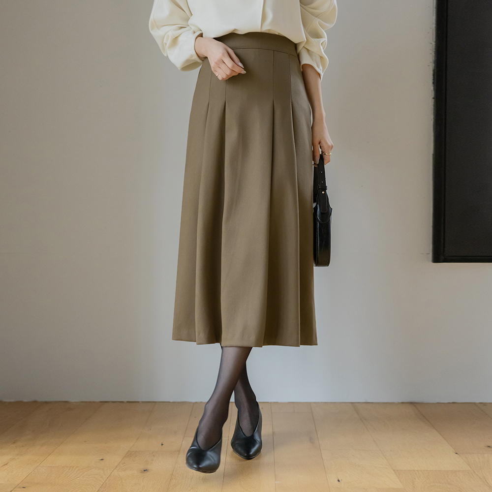 Thick Back Banding Pleats Skirt