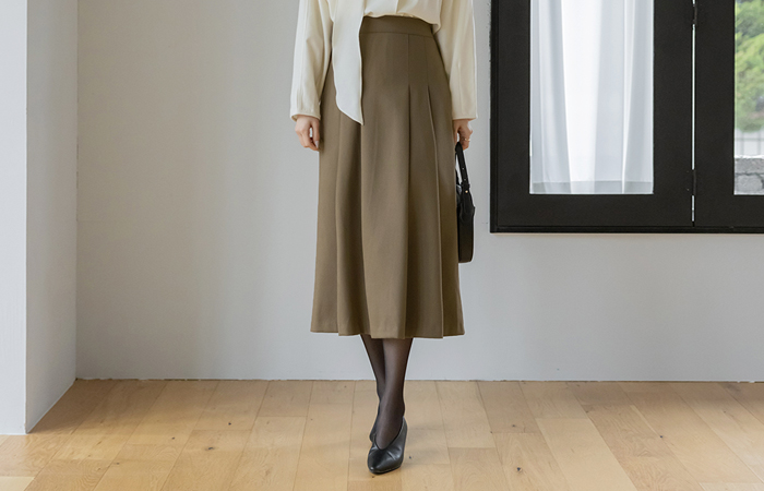 Thick Back Banding Pleats Skirt