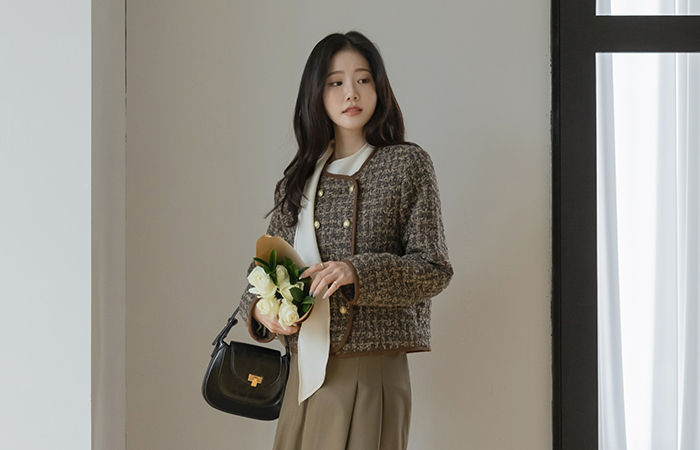 mix Color Color Combination Quilting Tweed Jacket