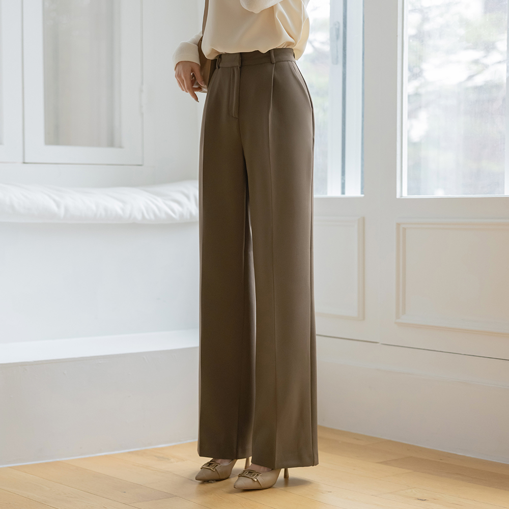 Ellin 원핀턱 Semi- Wide Fleece Slacks