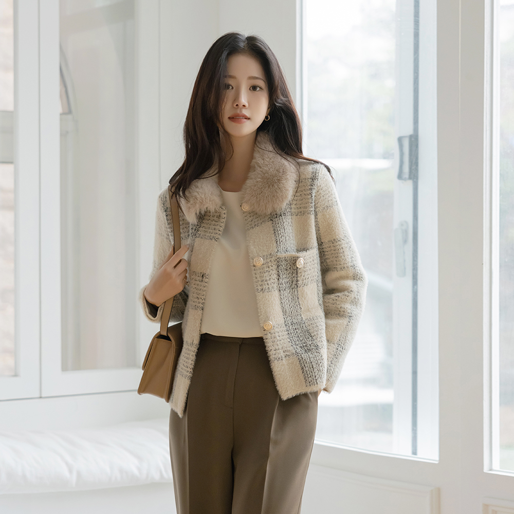 퍼카라넥 ODE Check Cardigan