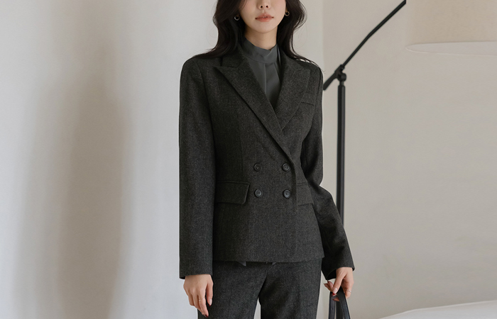 Herringbone Wool Office Set-up Jacket