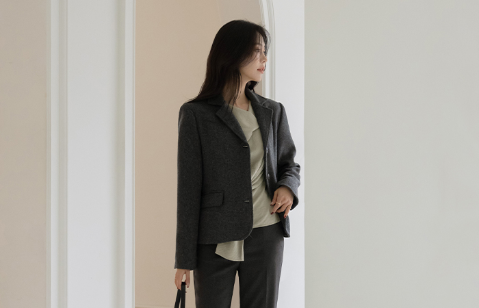 Classic Tailored collar Quilting Wool Jacket