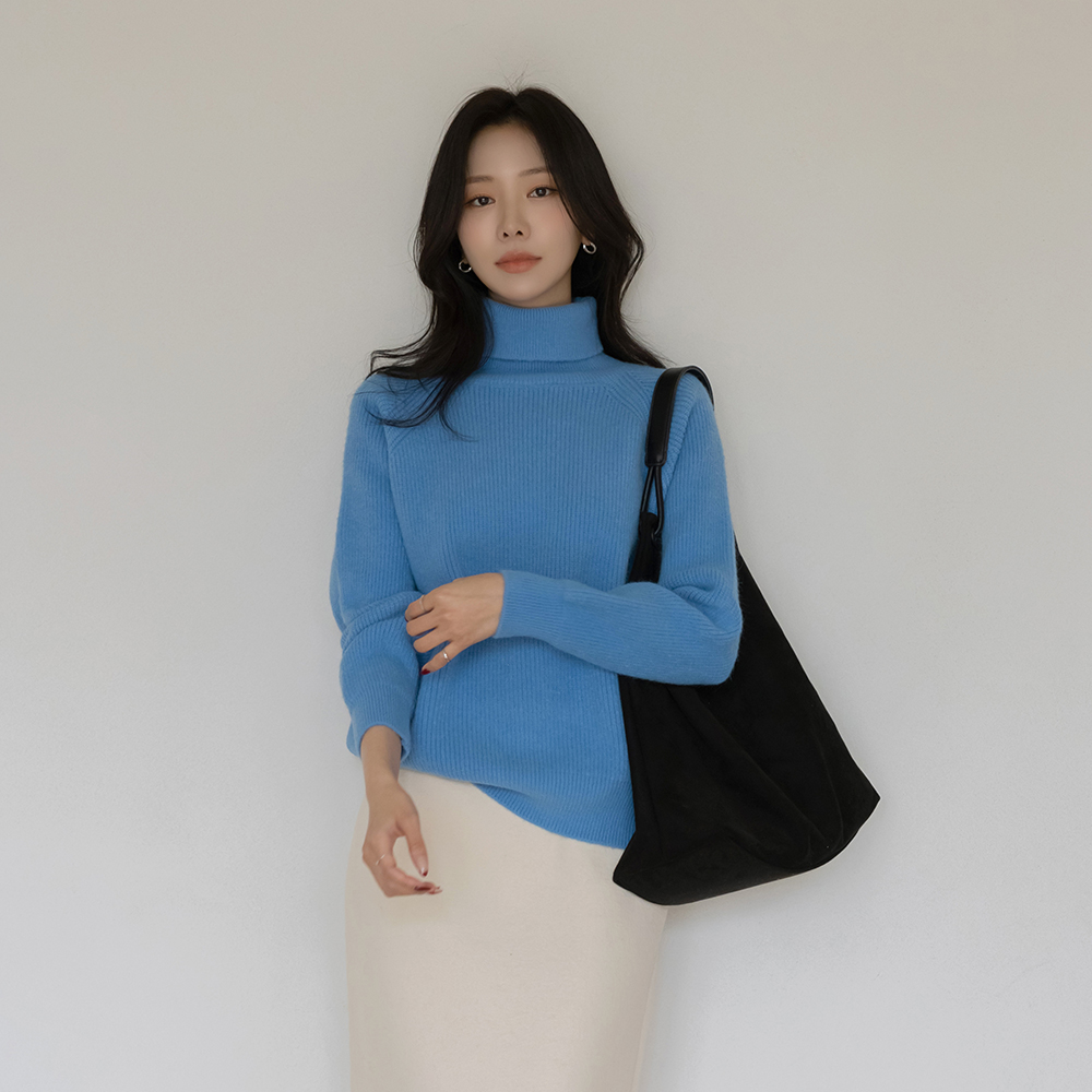 High-Neck Wool Thick Corduroy Reglan Knit