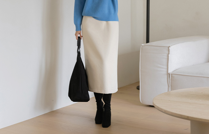 Teddy Back Banding H-line Skirt