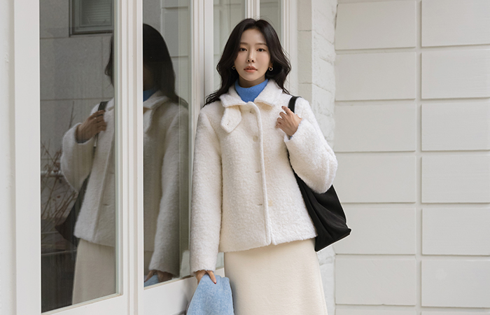 High-Neck Buckle Wool 2Ounce Bouclé Jacket