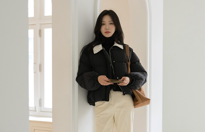 Collar Corduroy Color Combination 6Ounce Wellon Short Padding