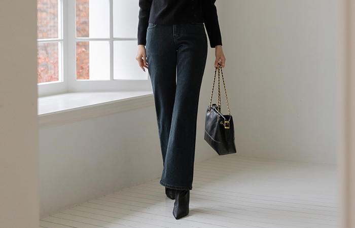 Denim Fleece Boot-Cut Span Pants