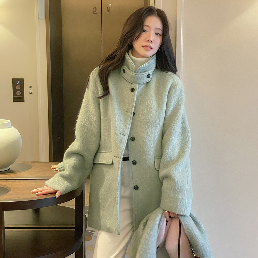 High-Neck Buckle 3Ounce Wool Harp Coat