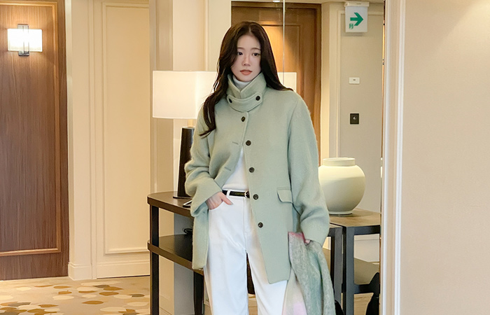 High-Neck Buckle 3Ounce Wool Harp Coat