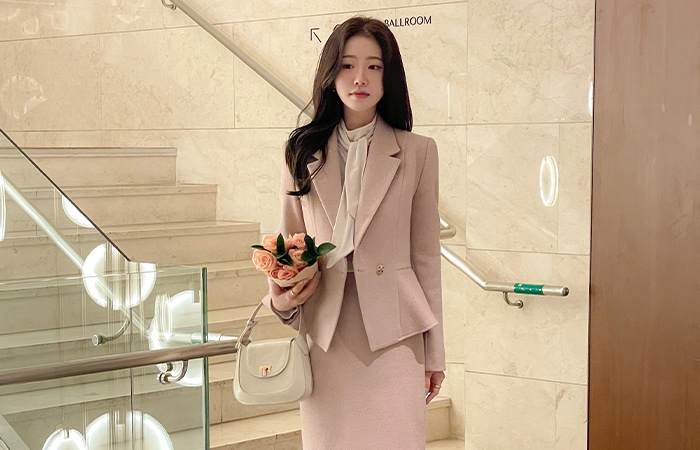 케미 Peplum Tweed Set-up Jacket