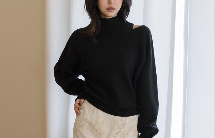 Riel Turtleneck Sleeveless shirts&Boat Neck Knit SET