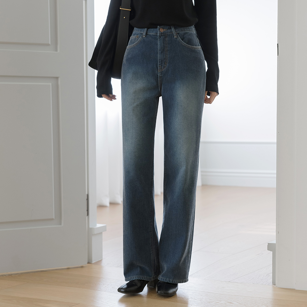 Velvet Washing wide fit Fleece Denim Pants