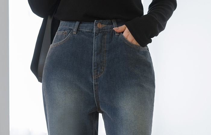 Velvet Washing wide fit Fleece Denim Pants