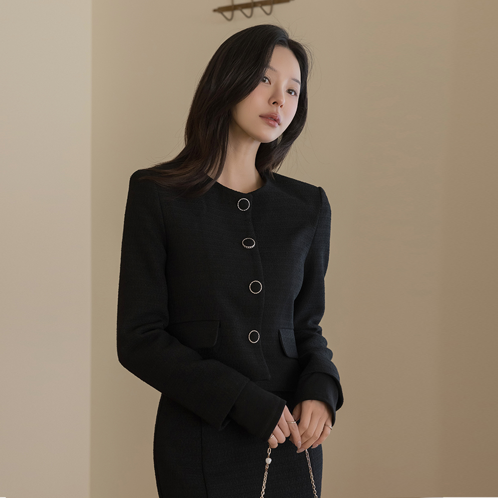 Ivy pearl Tweed Set-up Jacket(+Tie)