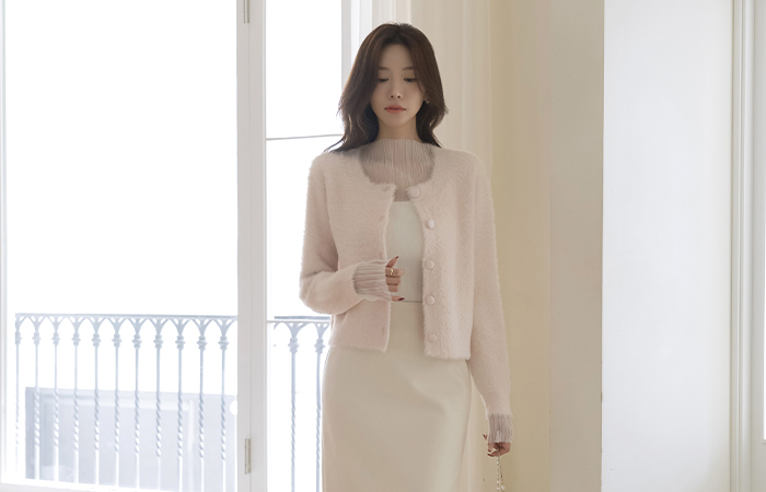 Macaron Raund neck ODE Knit Cardigan