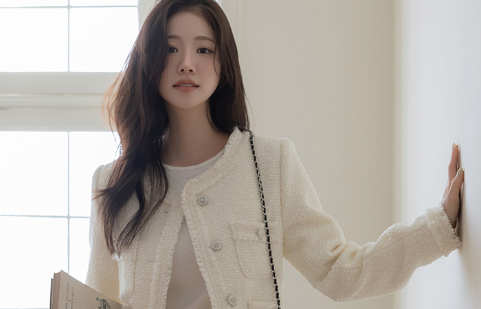 Raund neck Double Pockets Tassel Tweed Jacket