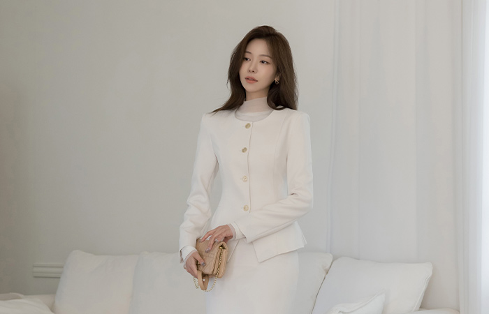 Peplum Center Front Vent Set-up Jacket