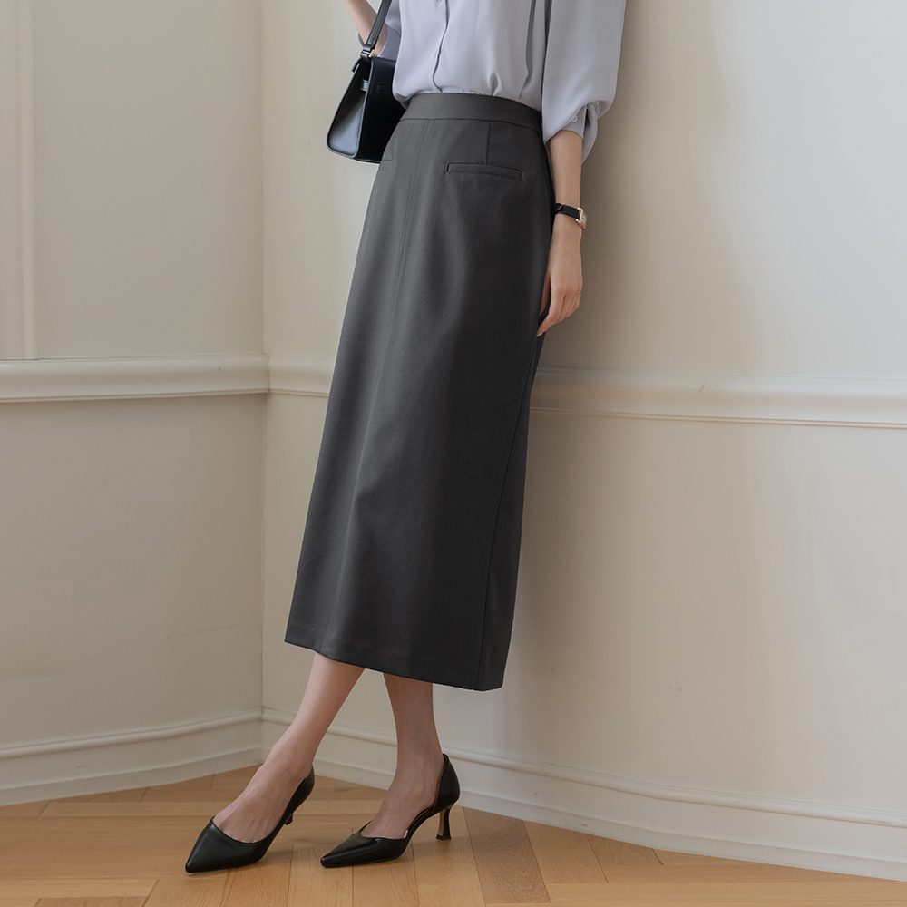 Modern Pocket Point H-line Long Skirt