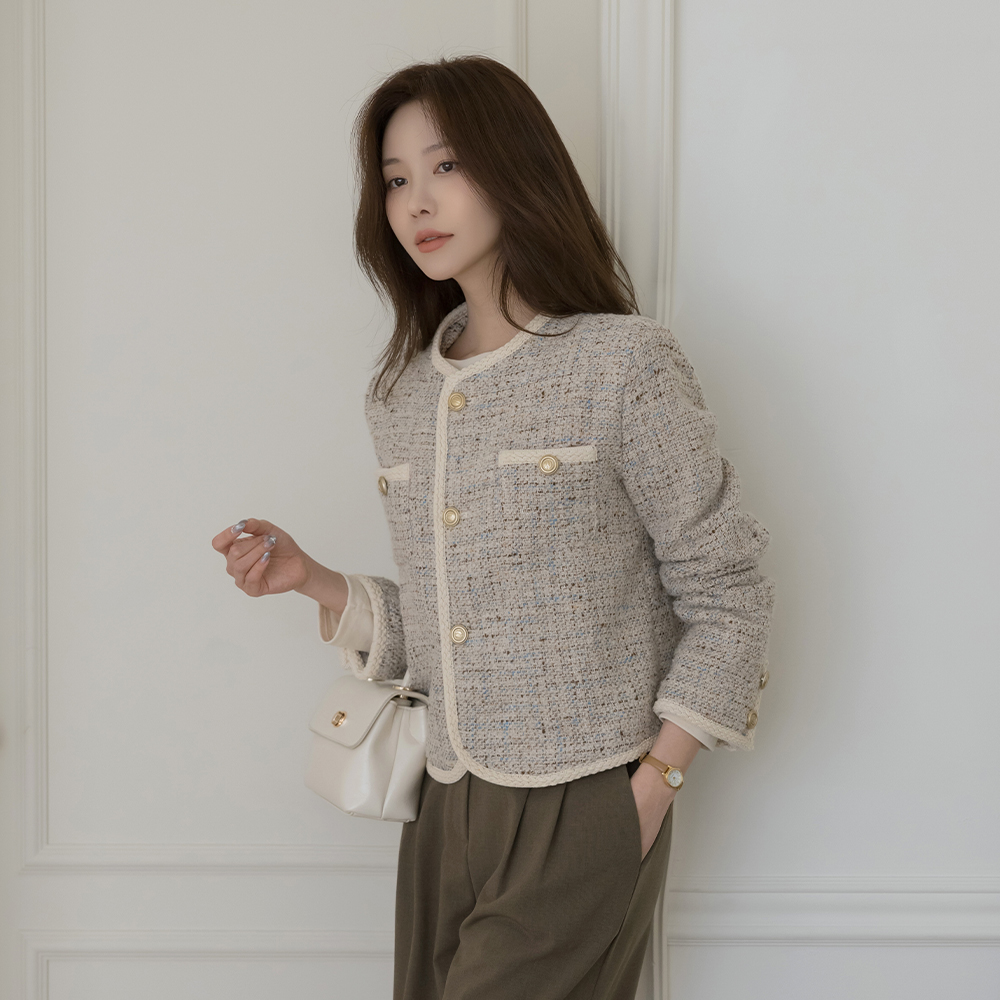 Haze Color Combination Color Mix Tweed Jacket