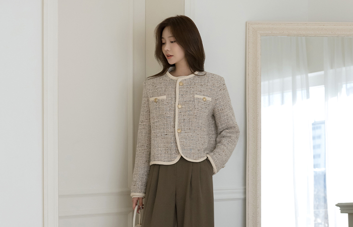 Haze Color Combination Color Mix Tweed Jacket
