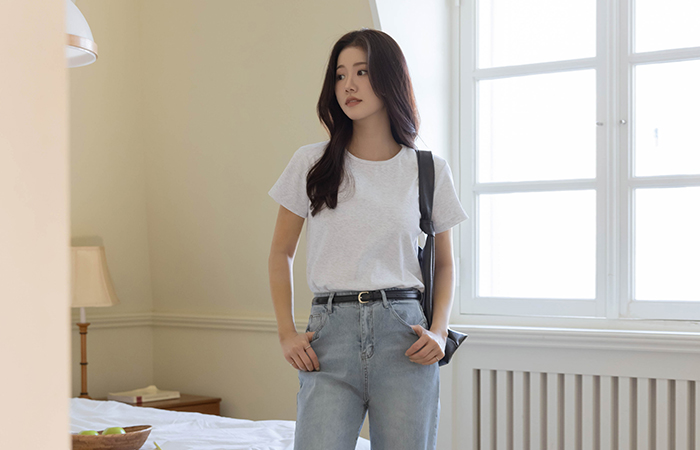 Easy Raund neck Corduroy Short-sleeve T-shirt