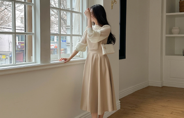 Half-Neck layered A-line Dress