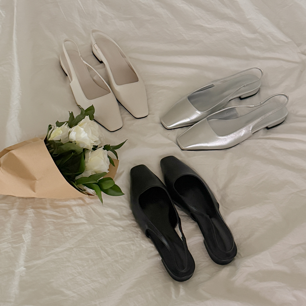 Soft Square Toe Sling Backs Heels