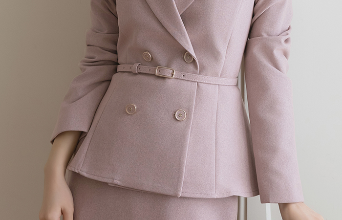 Tailored collar Peplum Set-up Jacket_Belt