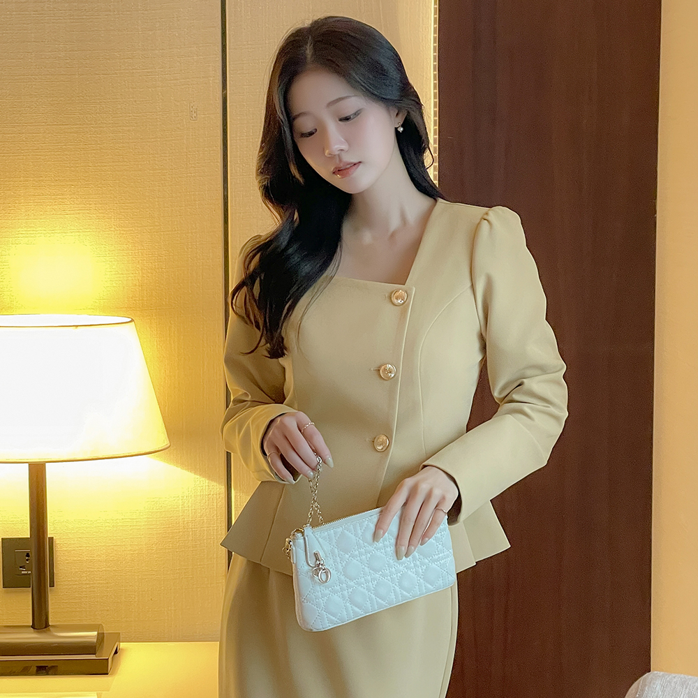 Diagonal Square Neck Peplum Set-up Jacket