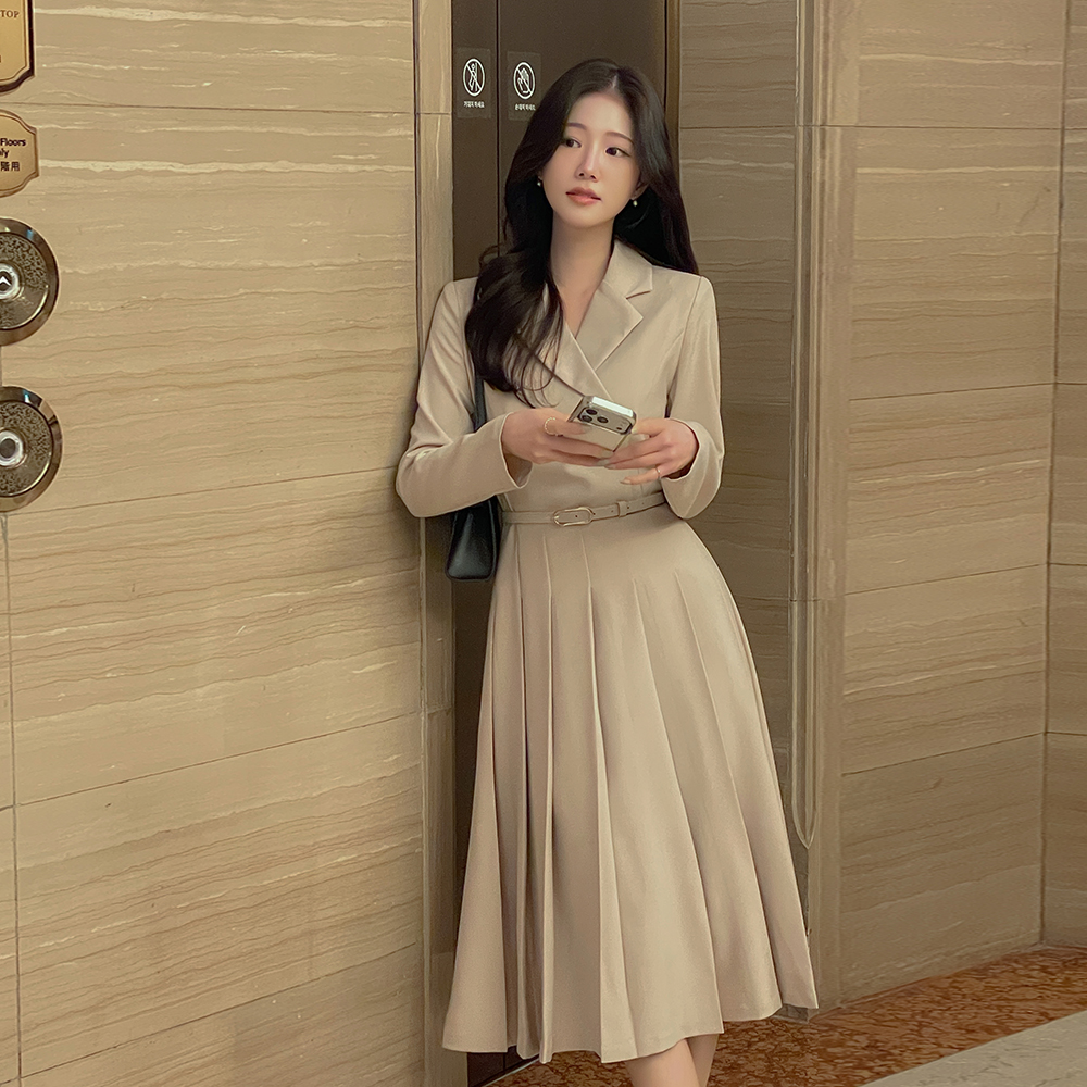 Tailored Polo Pleats Dress(+Belt)