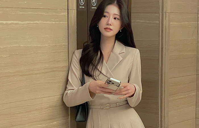 Tailored Polo Pleats Dress(+Belt)