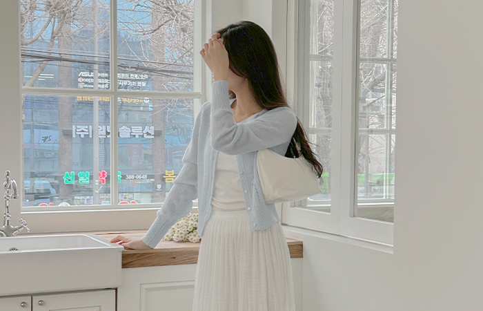 Candy Raund neck Diamond Knit Cardigan