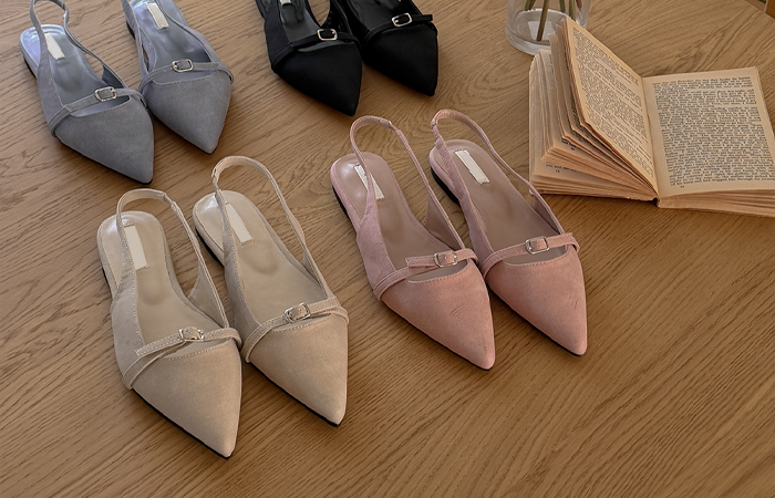 Matte Belt Sling Backs Flat shoes