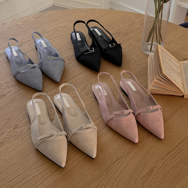 Matte Belt Sling Backs Flat shoes