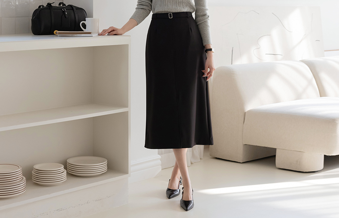 Modern The Back Banding H-line Skirt(+Belt)
