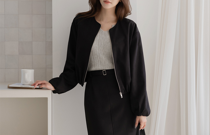 Daily Raund neck Blouson Short Jumper