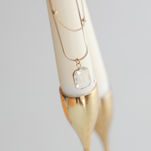 Gold ball Cubic layered Necklace