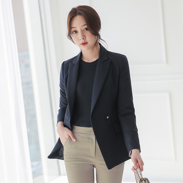 Stripe Colored-Sleeves Double-button Jacket