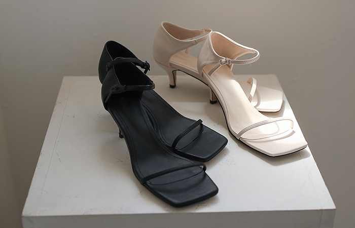 minimal Square Toe Slim SlingBack Heels
