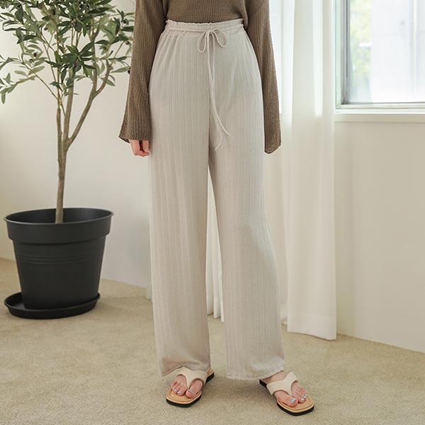 Chilling Summer pearl Corduroy Banding Wide Pants